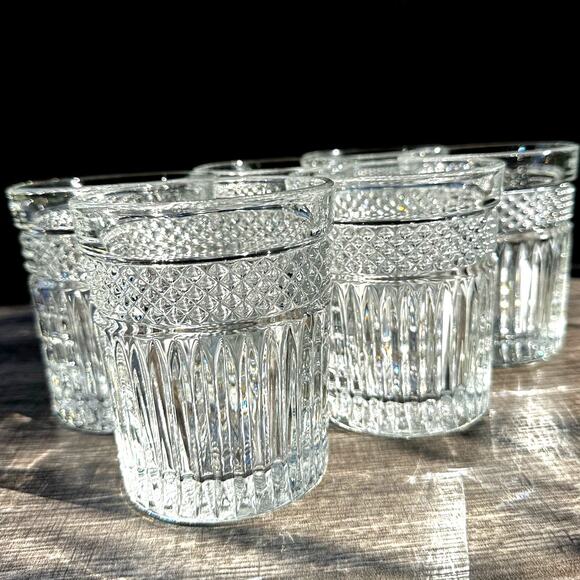 Libbey 'Radiant' Criss Cross Vertical Cut Heavy Double Old Fashioned-Set of 6 - Picture 1 of 7